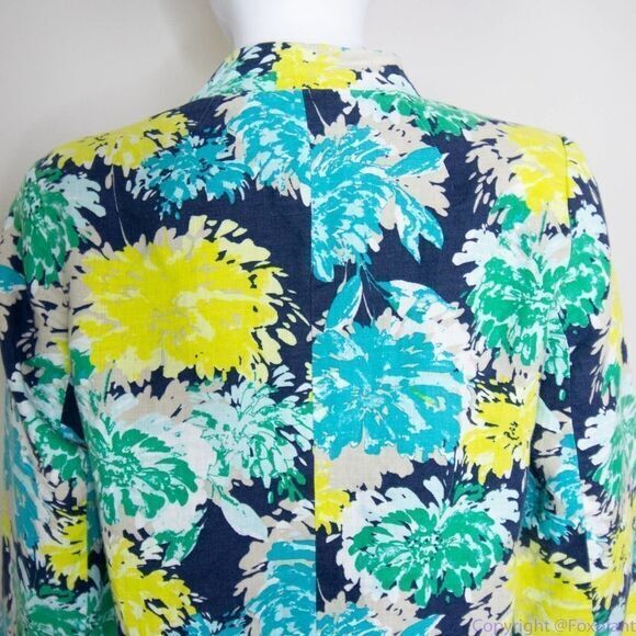 Kim‎ Rogers linen hawaii floral print blazer jacket, women's size Petite Small - Picture 9 of 16